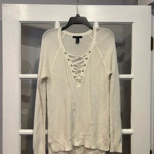 Chic Lace-Up Knit Sweater